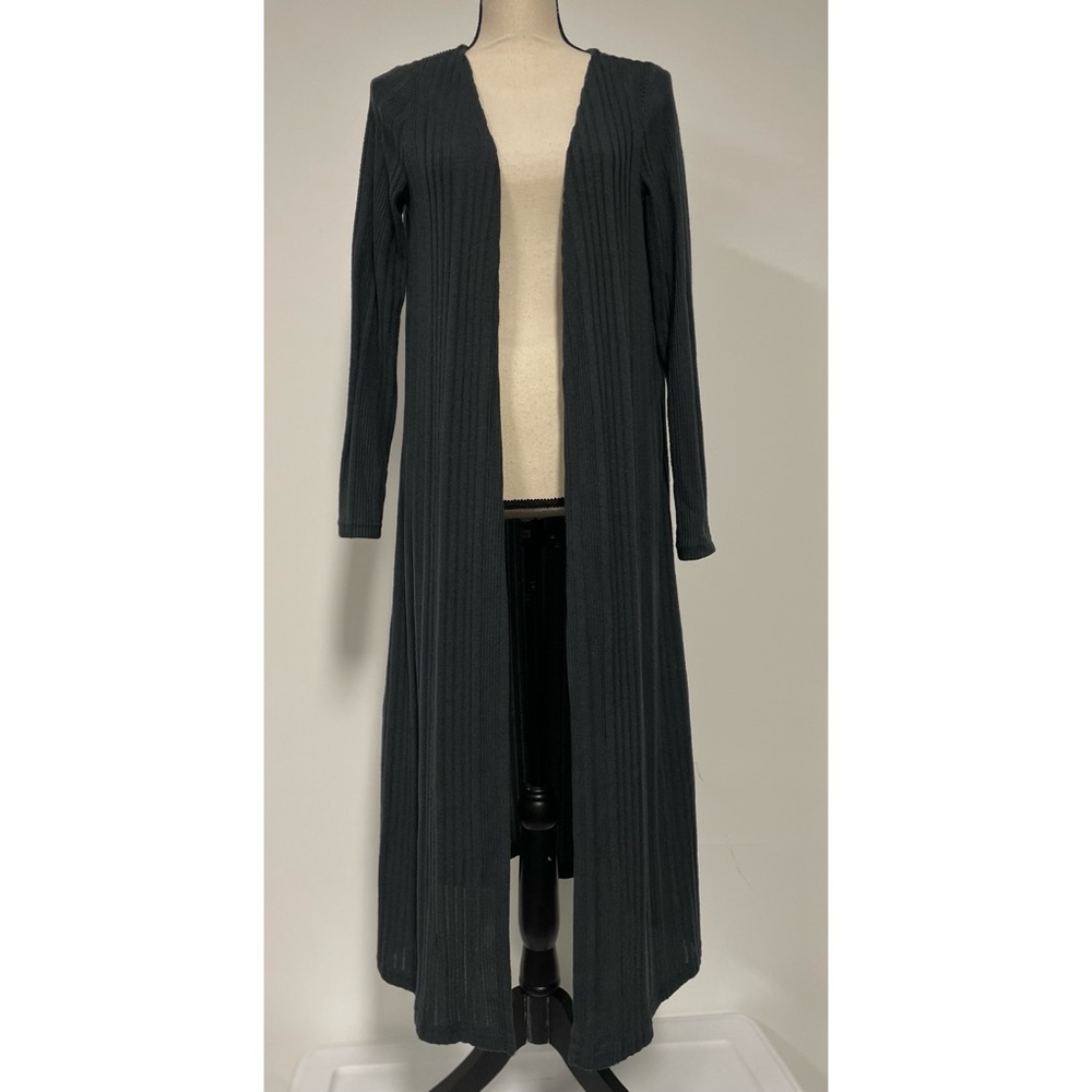 Shein Ribbed Cardigan Duster Gray Size M